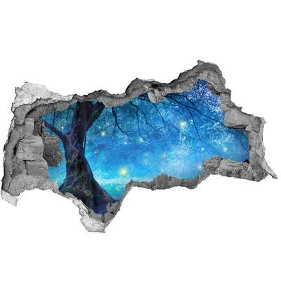 Fototapet un zid spart cu priveliște Pădurea magică în lumina lunii