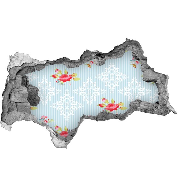 Autocolant gaură 3D Model floral pe fundal albastru