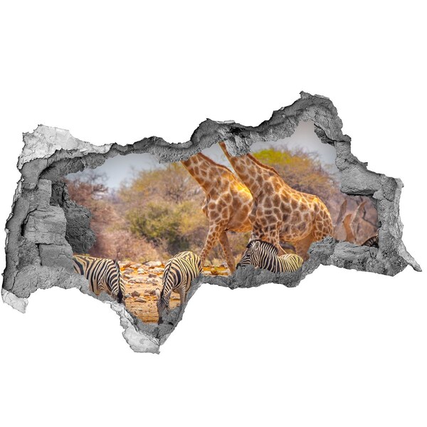 Autocolant de perete gaură 3D Safari în Africa