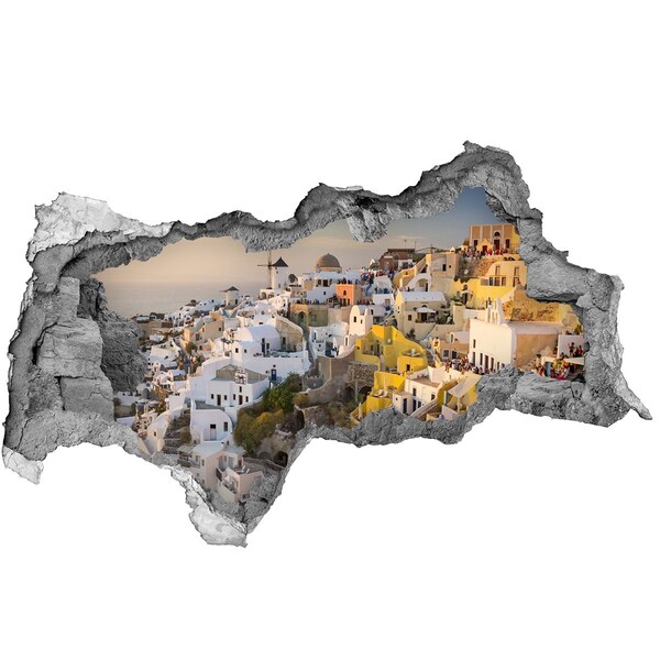 Fototapet 3D gaură în perete Santorini în Grecia