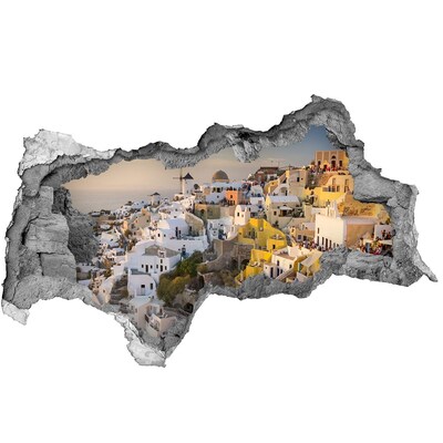 Fototapet 3D gaură în perete Santorini în Grecia