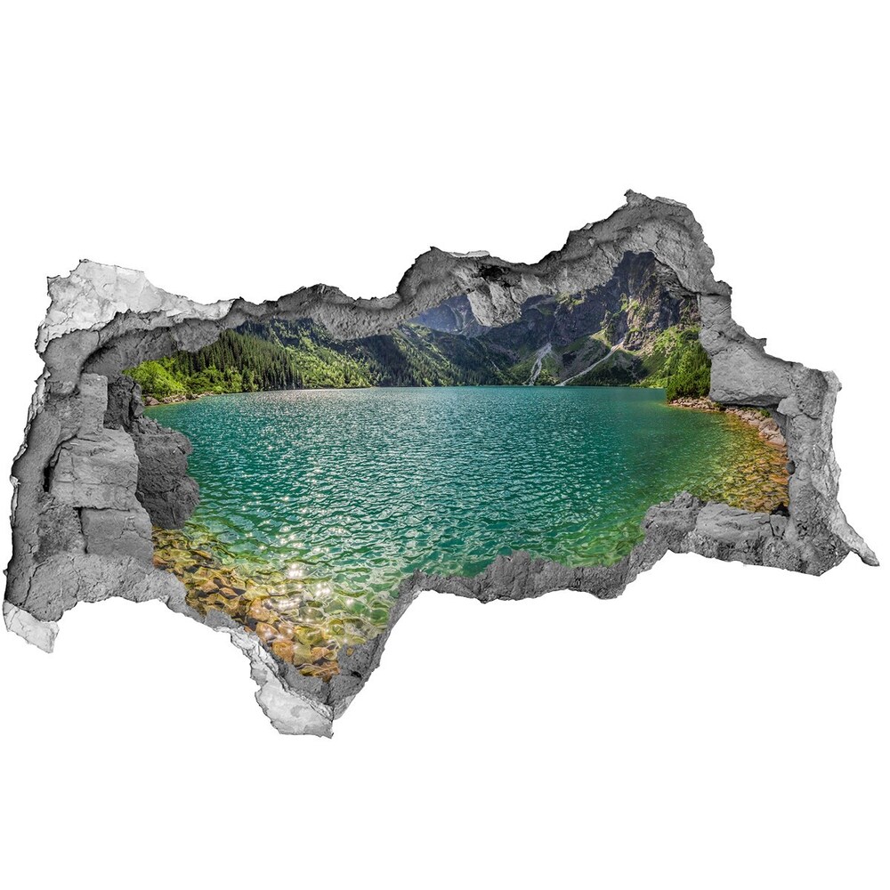 Autocolant gaură 3D Lacul în pădure