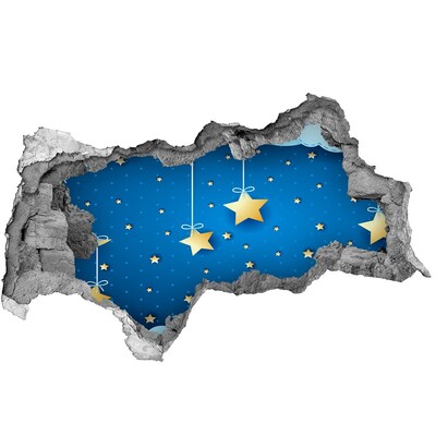 Autocolant 3D gaura cu priveliște Cerul nopții cu stele aurii