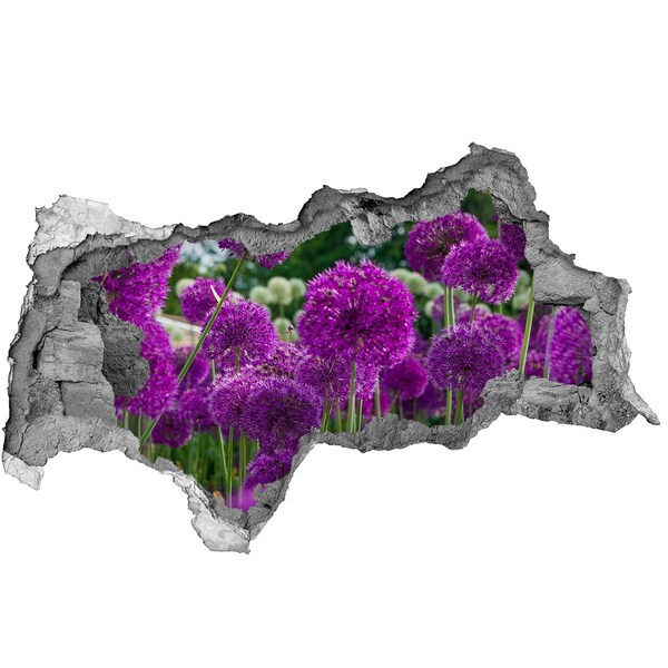 Autocolant de perete gaură 3D Un paradis floral în nuanțe de violet