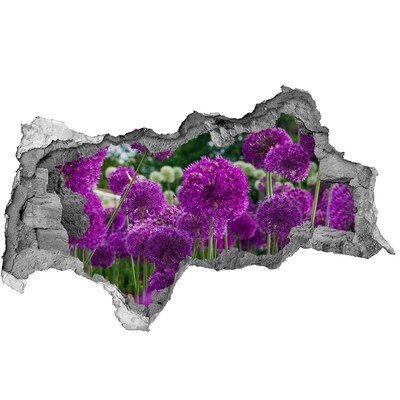 Autocolant de perete gaură 3D Un paradis floral în nuanțe de violet