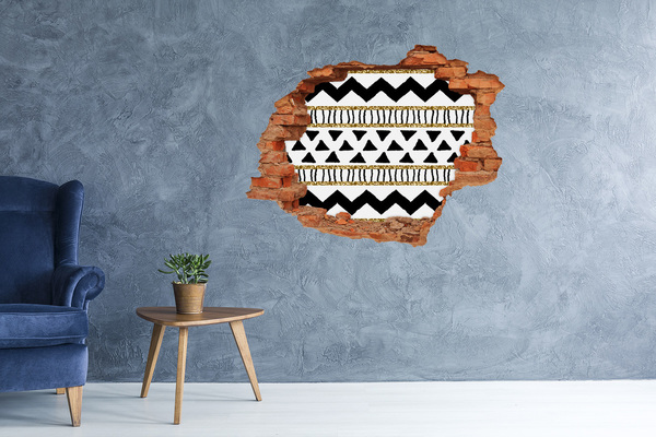 Fototapet un zid spart cu priveliște Gaură stilizată în perete