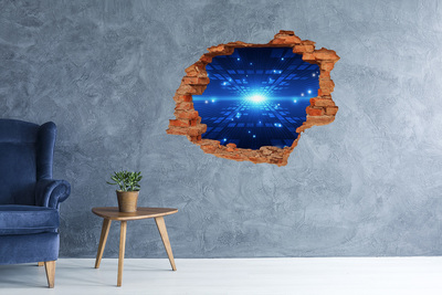 Autocolant de perete gaură 3D Spațiul digital din spatele peretelui
