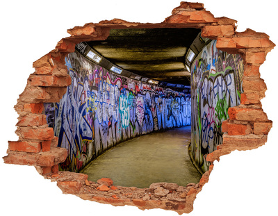 Autocolant de perete gaură 3D Graffiti într-un tunel al orașului