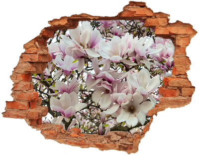 Autocolant 3D gaura cu priveliște flori magnolia