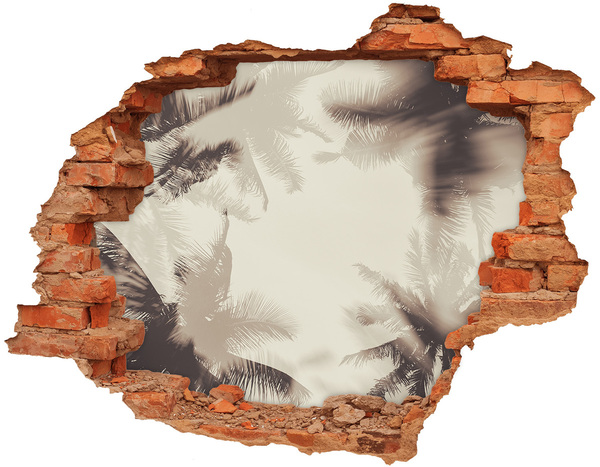 Fototapet un zid spart cu priveliște Oază tropicală în spatele zidului