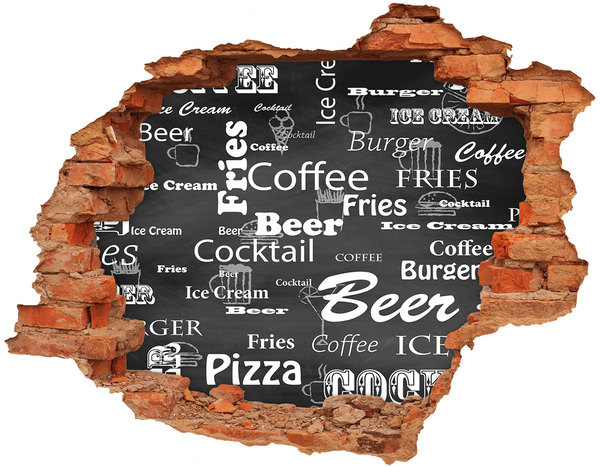 Fototapet 3D gaură în perete meniu Restaurant