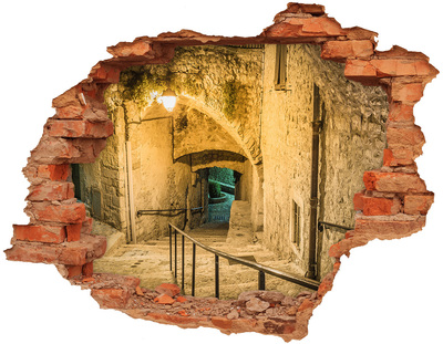 Autocolant un zid spart cu priveliște O stradă istorică din orașul vechi