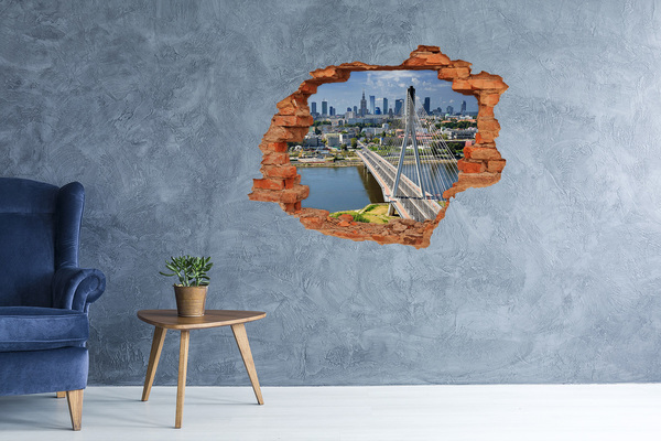 Fototapet 3D gaură în perete Podul din Varșovia