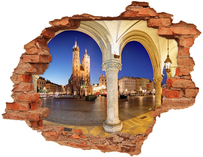 Fototapet 3D gaură în perete Cracovia, Polonia