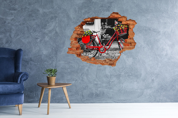 Autocolant de perete gaură 3D Oraș biciclete