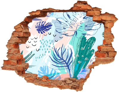 Autocolant 3D gaura cu priveliște Paradis tropical în spatele zidului