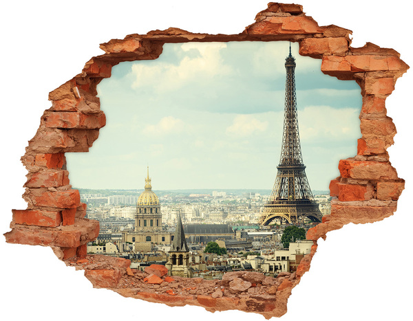 Autocolant un zid spart cu priveliște Turnul Eiffel din Paris
