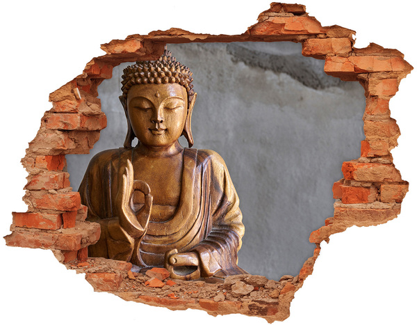 Autocolant 3D gaura cu priveliște Buddha în zidul în ruine