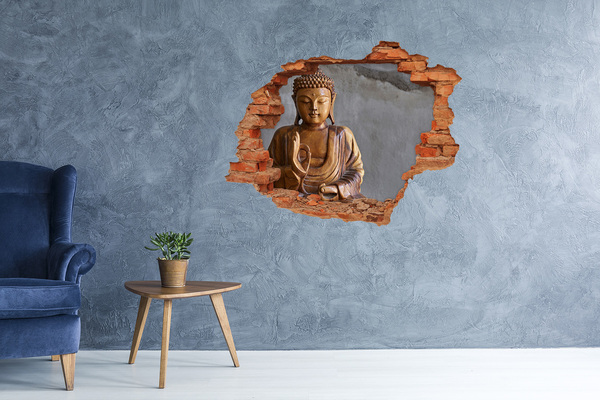 Autocolant 3D gaura cu priveliște buddha din lemn