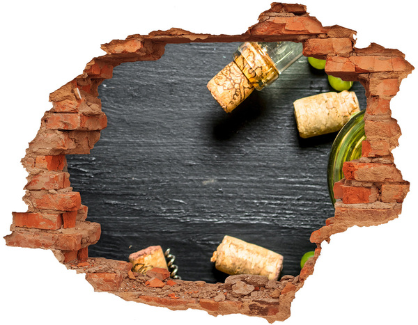 Autocolant gaură 3D Vin și struguri