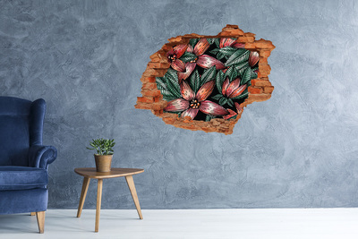 Autocolant autoadeziv gaură Un model floral pe un perete deteriorat