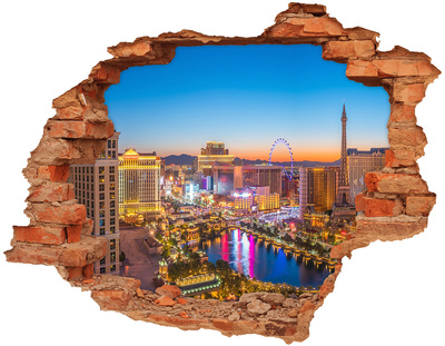 Autocolant 3D gaura cu priveliște Las Vegas noaptea