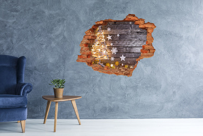 Autocolant gaură 3D Peisaj de iarnă cu decorațiuni de Crăciun