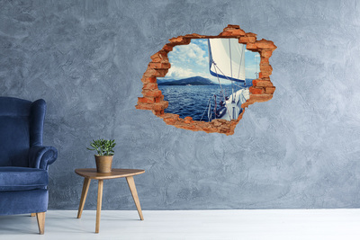 Autocolant 3D gaura cu priveliște Vedere de pe puntea iahtului