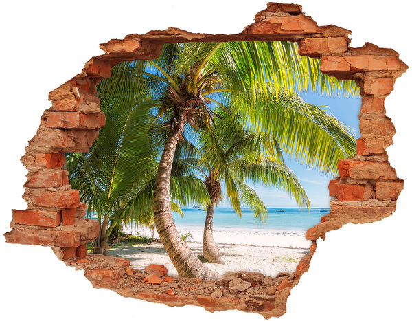 Autocolant 3D gaura cu priveliște plaja tropicala