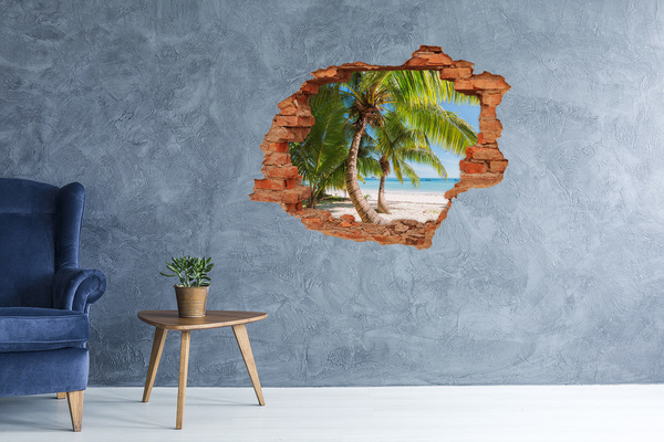Autocolant 3D gaura cu priveliște plaja tropicala
