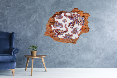 Autocolant de perete gaură 3D Modele colorate într-o gaură din perete