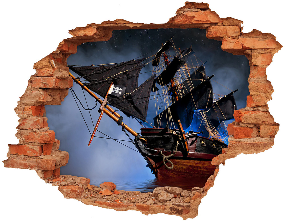 Autocolant gaură 3D corabie de pirati