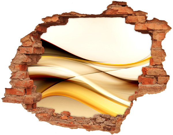 Autocolant de perete gaură 3D Valuri aurii într-o gaură în perete