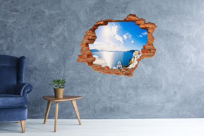 Fototapet 3D gaură în perete Vedere la mare din Grecia