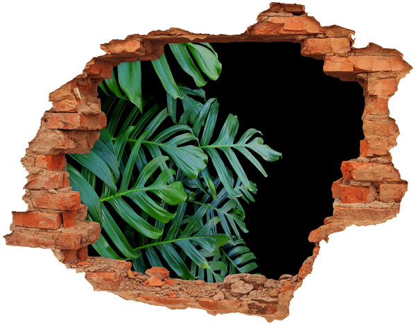 Autocolant 3D gaura cu priveliște Jungla verde din spatele zidului