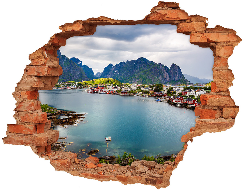 Autocolant 3D gaura cu priveliște Lofoten din Norvegia