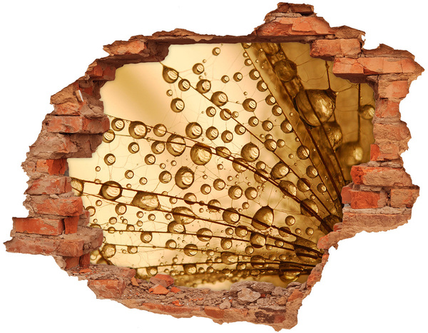 Fototapet 3D gaură în perete O picătură aurie pe fundalul de beton