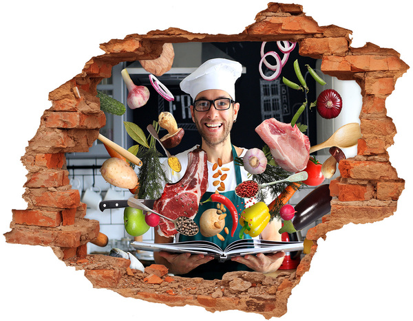 Autocolant 3D gaura cu priveliște Nebunie în bucătărie