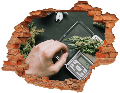 Autocolant de perete gaură 3D marijuana topuri