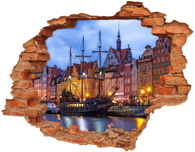 Fototapet 3D gaură în perete Polonia Gdańsk