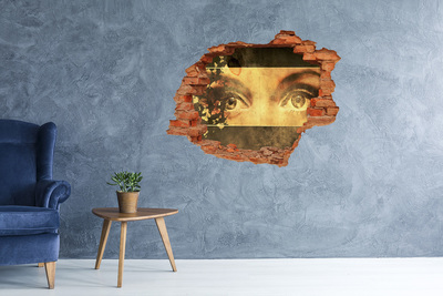 Autocolant de perete gaură 3D Ochii de după perete