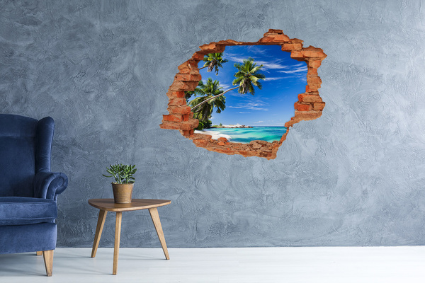 Autocolant un zid spart cu priveliște plaja tropicala