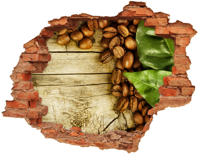 Autocolant 3D gaura cu priveliște Cafea într-o gaură de beton