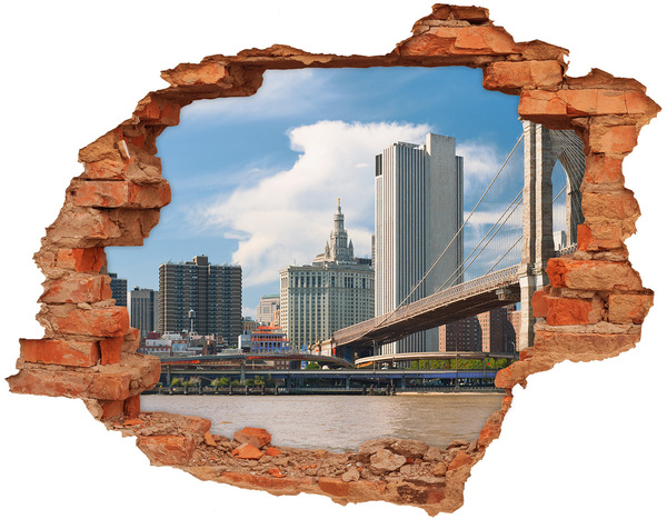 Autocolant de perete gaură 3D Podul Brooklyn