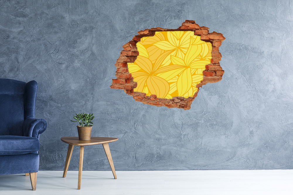 Fototapet 3D gaură în perete Flori galbene de fundal