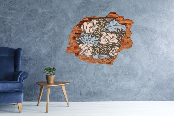 Fototapet 3D gaură în perete model floral
