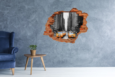 Autocolant 3D gaura cu priveliște Taxiurile din New York City în peisajul urban