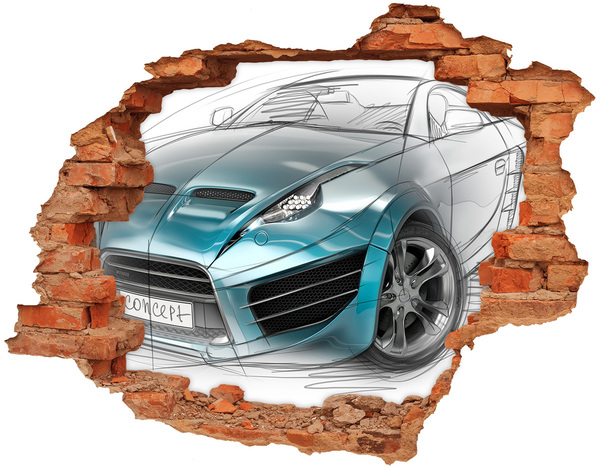 Autocolant de perete gaură 3D masina schiță