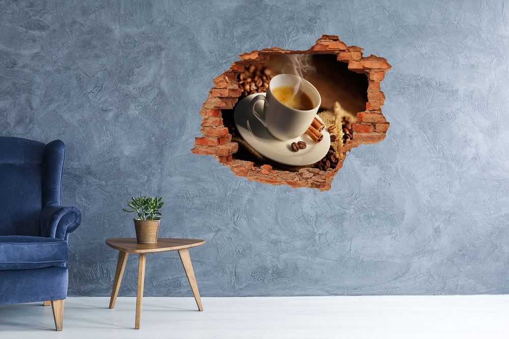 Autocolant gaură 3D Cafea într-o ceașcă