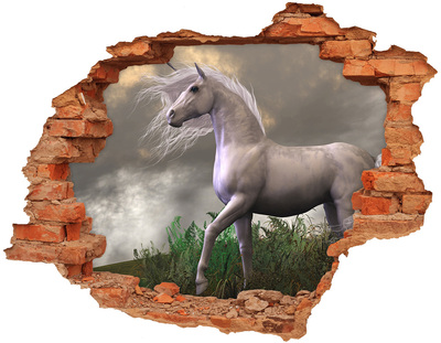 Autocolant gaură 3D unicorn gri